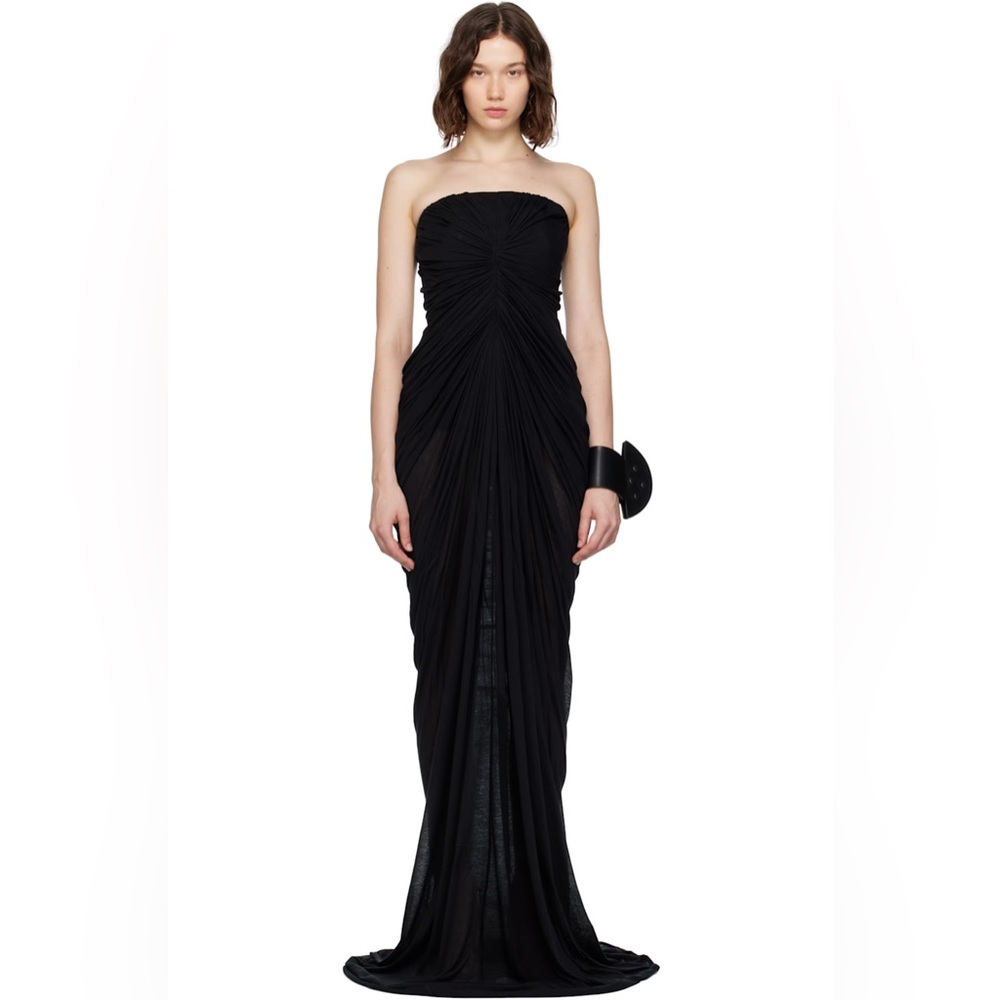 RICK OWENS Black Concordians Bustier Unstable Maxi Dress US size 4